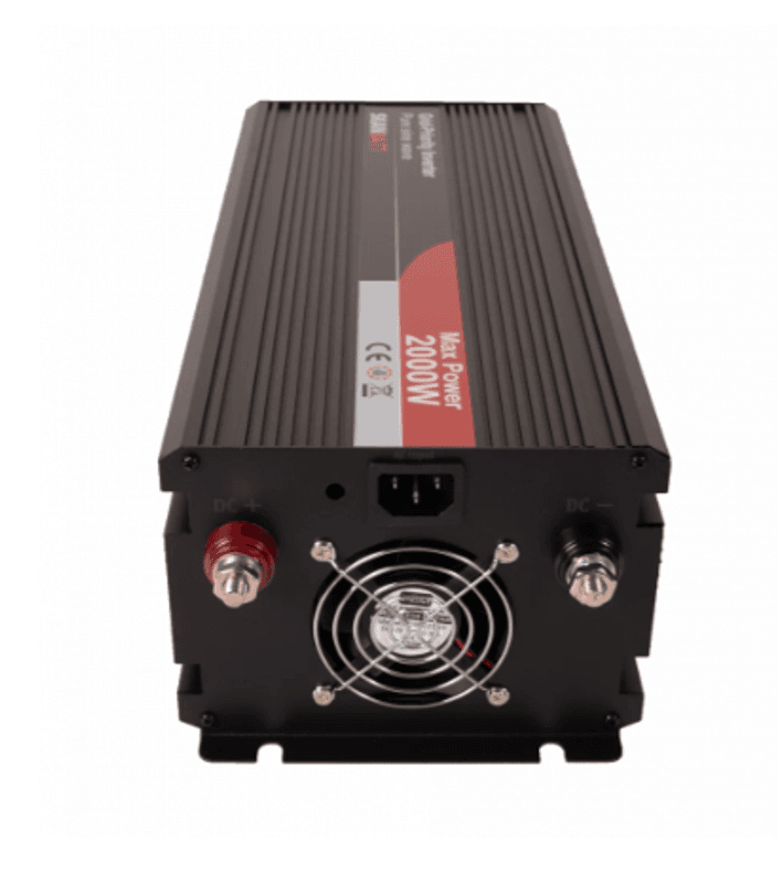 SKANBATT Inverter 12V 2000W Ren Sinus med Nettprioritering og Trådløs Fjernkontroll 420x165x120mm
